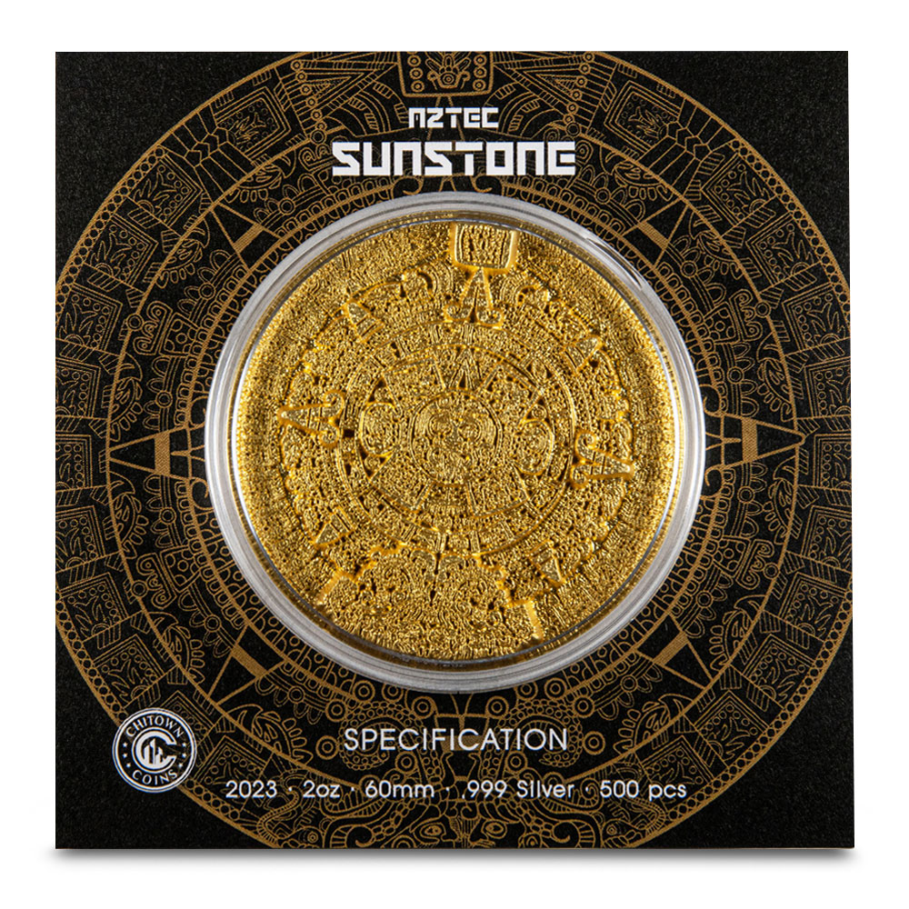 未開封帯つき見本盤 El Vez Pure Aztec Gold CD 2 oz Silver Aztec Sun Stone Stacker Gold Plated - Provident Metals™