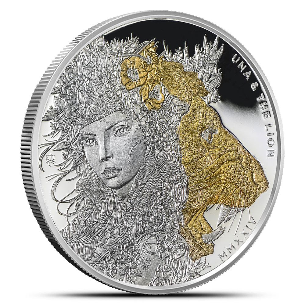 2024 Proof St. Helena Una and The Lion Silver Coin Gilded